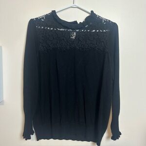 Elegant Black Lace Women's Knit Top